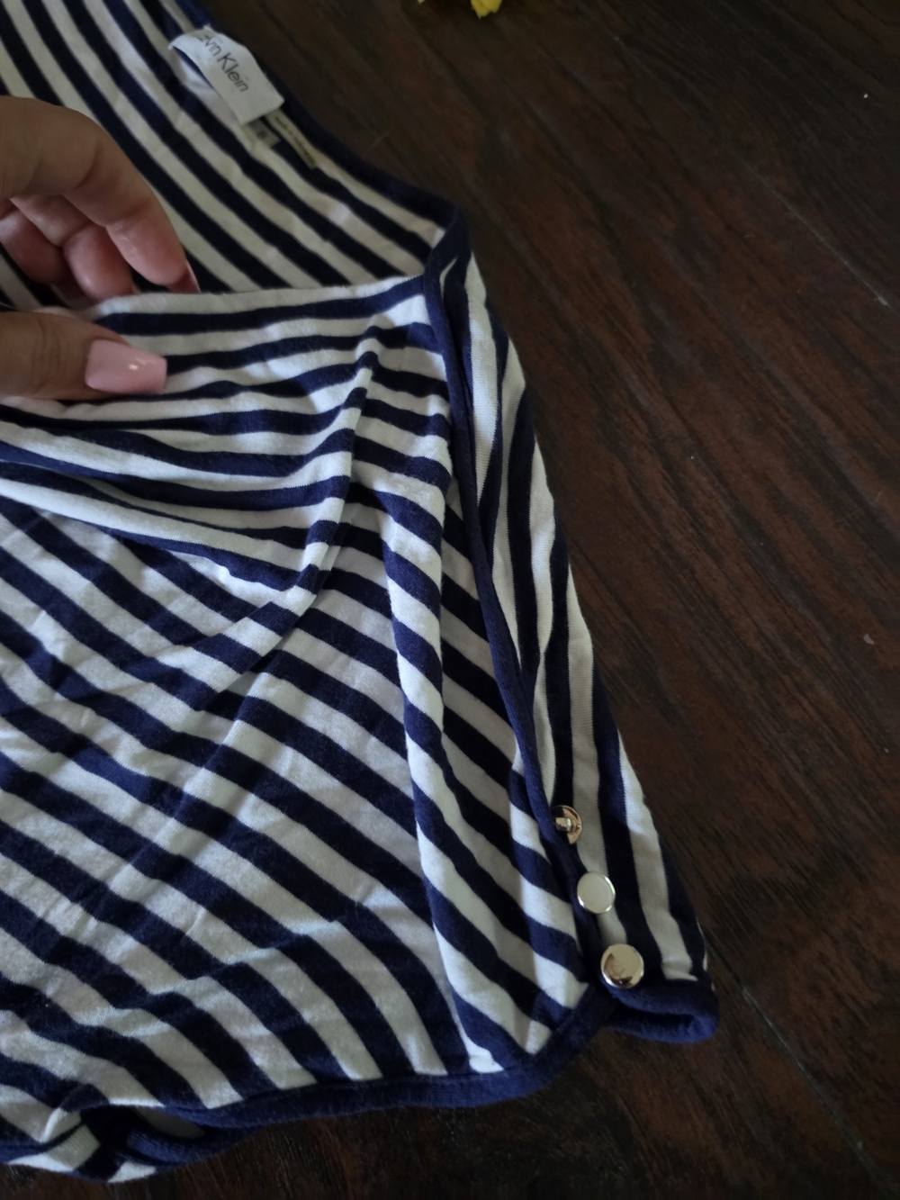 Calvin Klein Striped Navy and White Casual Tee Dress - Women's Summer Dress ♡●♡ - Picture 4 of 7